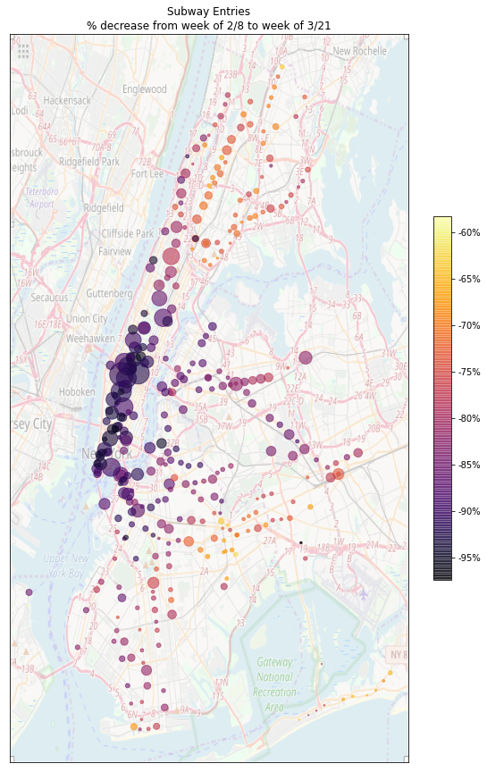 Map of station percent change